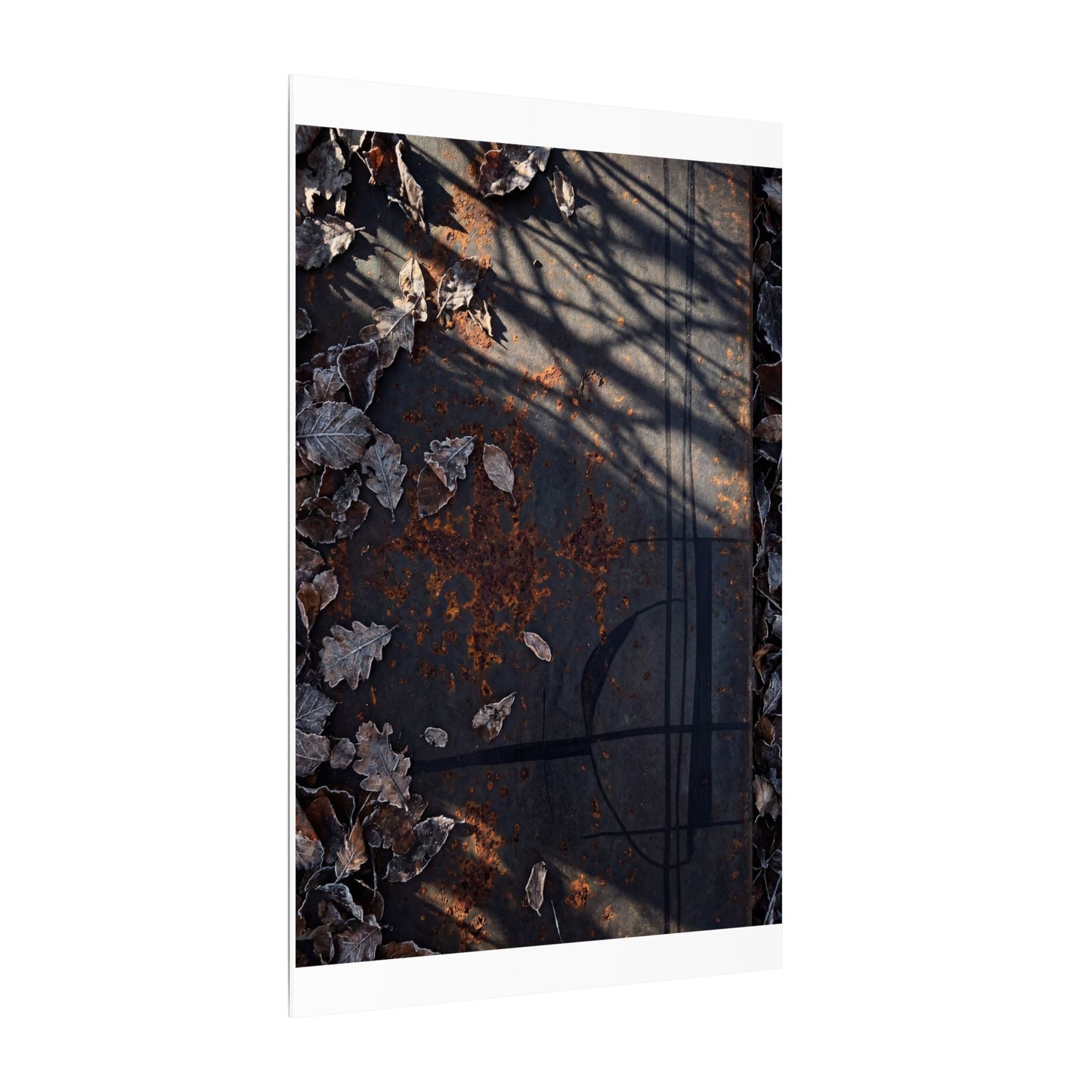 Shibui Rust Patina Canvas Art - Dark Japandi Charcoal Ink