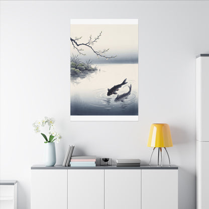 Ma Koi Pond Canvas Art - Zen Ukiyo E Inspired