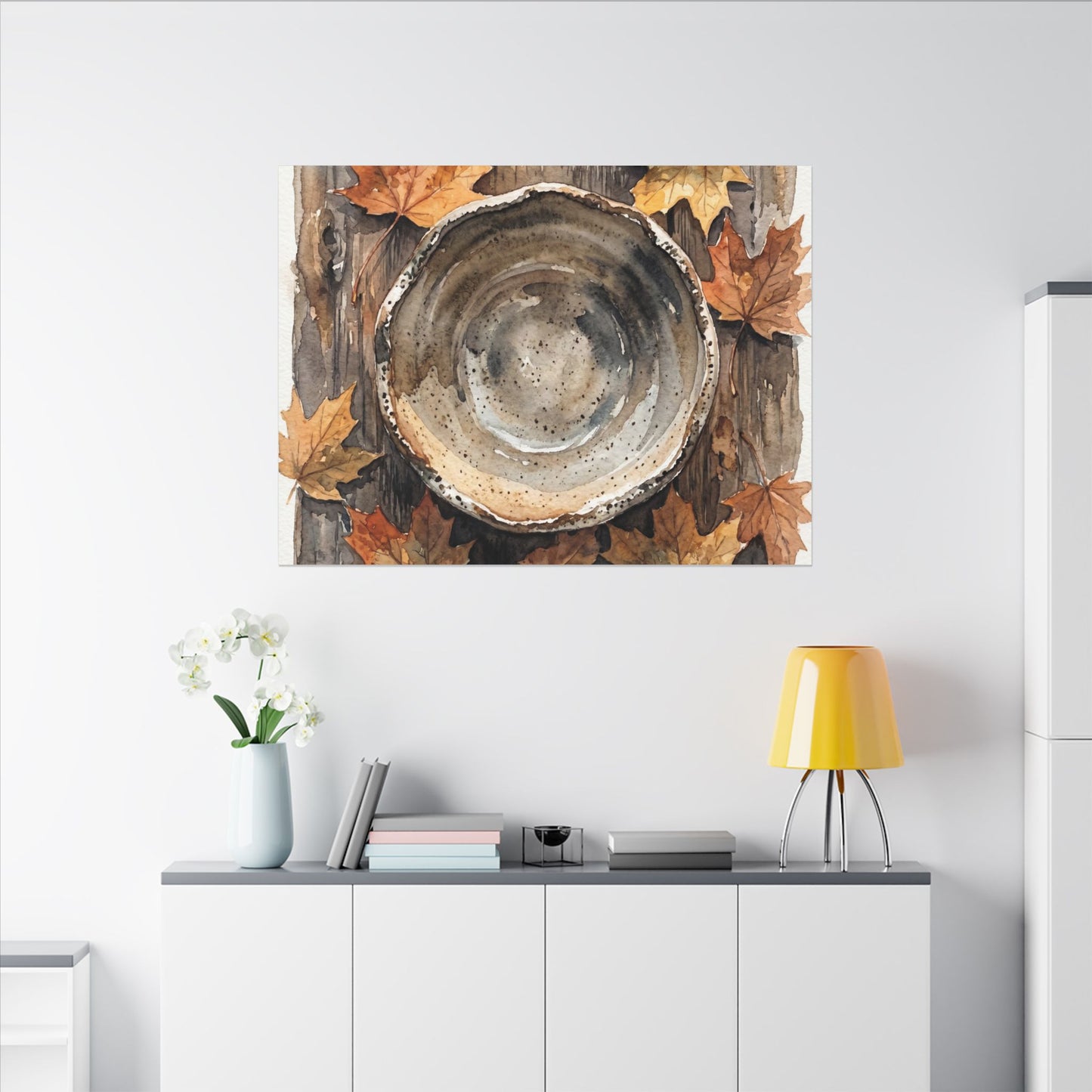 Ma Ceramic Bowl Canvas Art - Japandi Watercolor