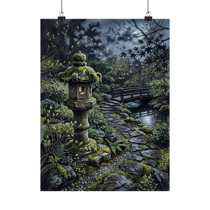 Cozy Stone Lantern Wall Art Print - Texture Japandi Art Print