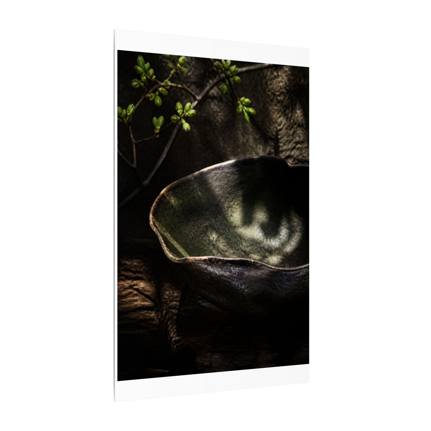 Sophisticated Ceramic Bowl Canvas Art - Dark Texture Dark Japandi