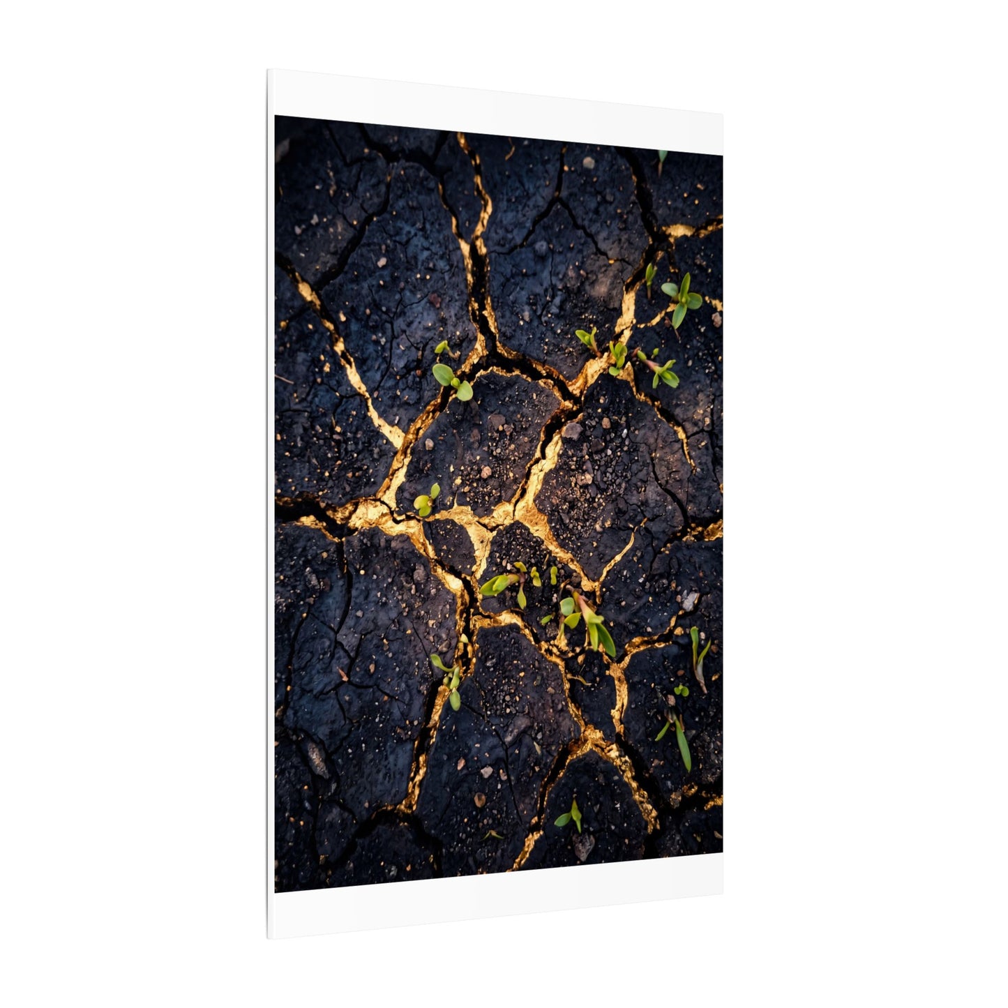 Spring Cracked Earth Crackle Gold Canvas Art | Healing Decor