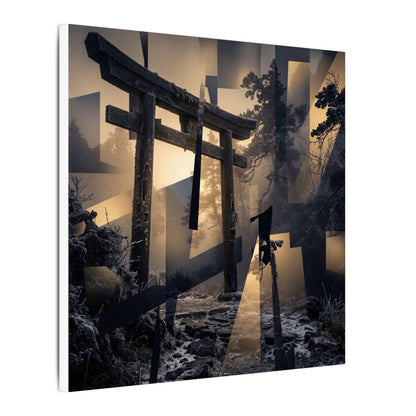 Winter Torii Gate Moody Minimal Canvas Art | Bold Decor