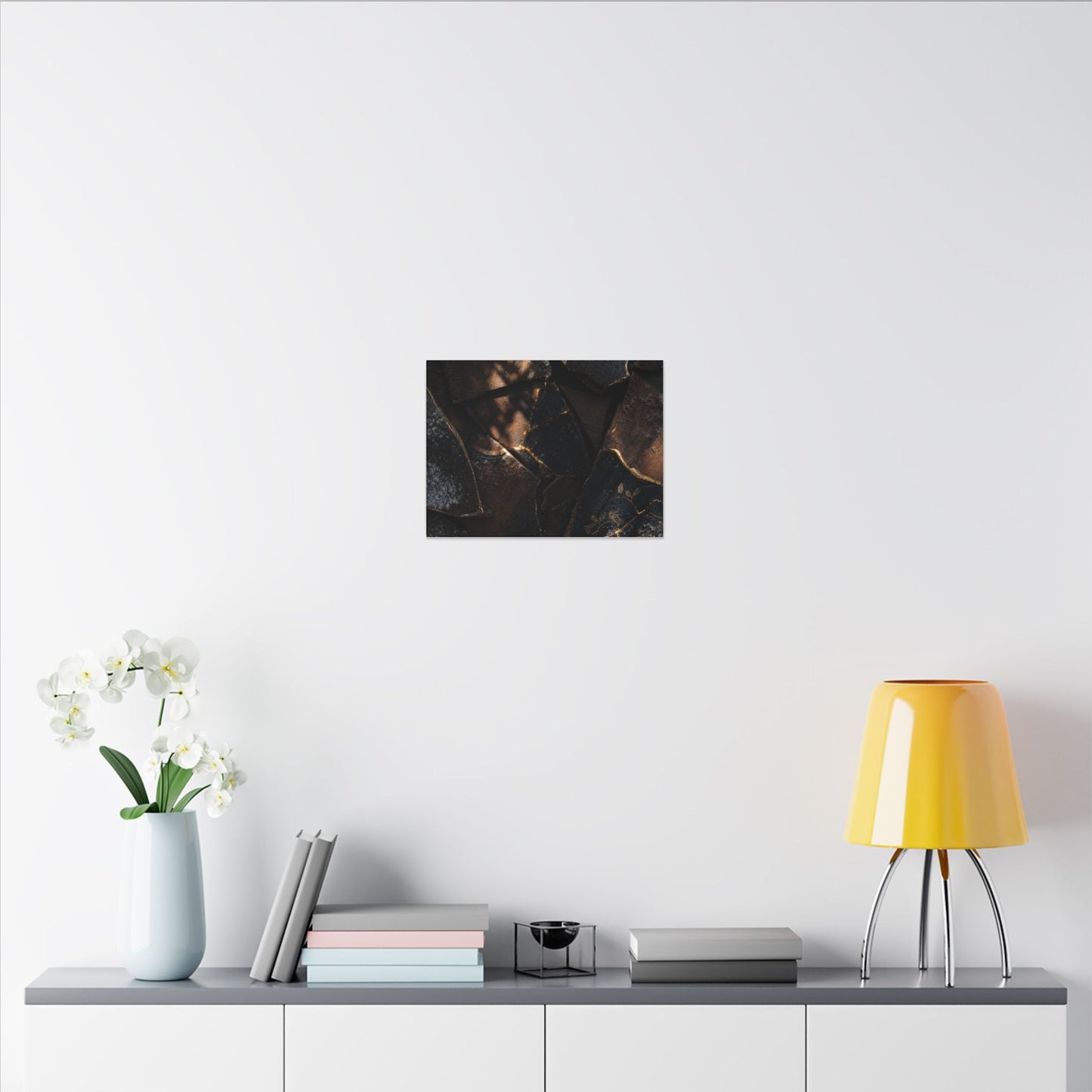 Fukinsei Broken Pottery Canvas Art - Dark Japandi Dark Texture