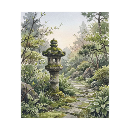 Neutral Stone Lantern Canvas Art - Watercolor Japandi