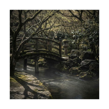 Bold Wooden Bridge Wall Art Print - Shadow Zen Dark Japandi