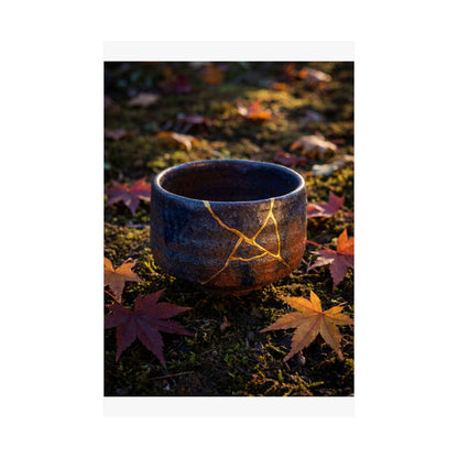 Moonlit Garden Wall Art Print | Autumn Kintsugi Gold Repair Art