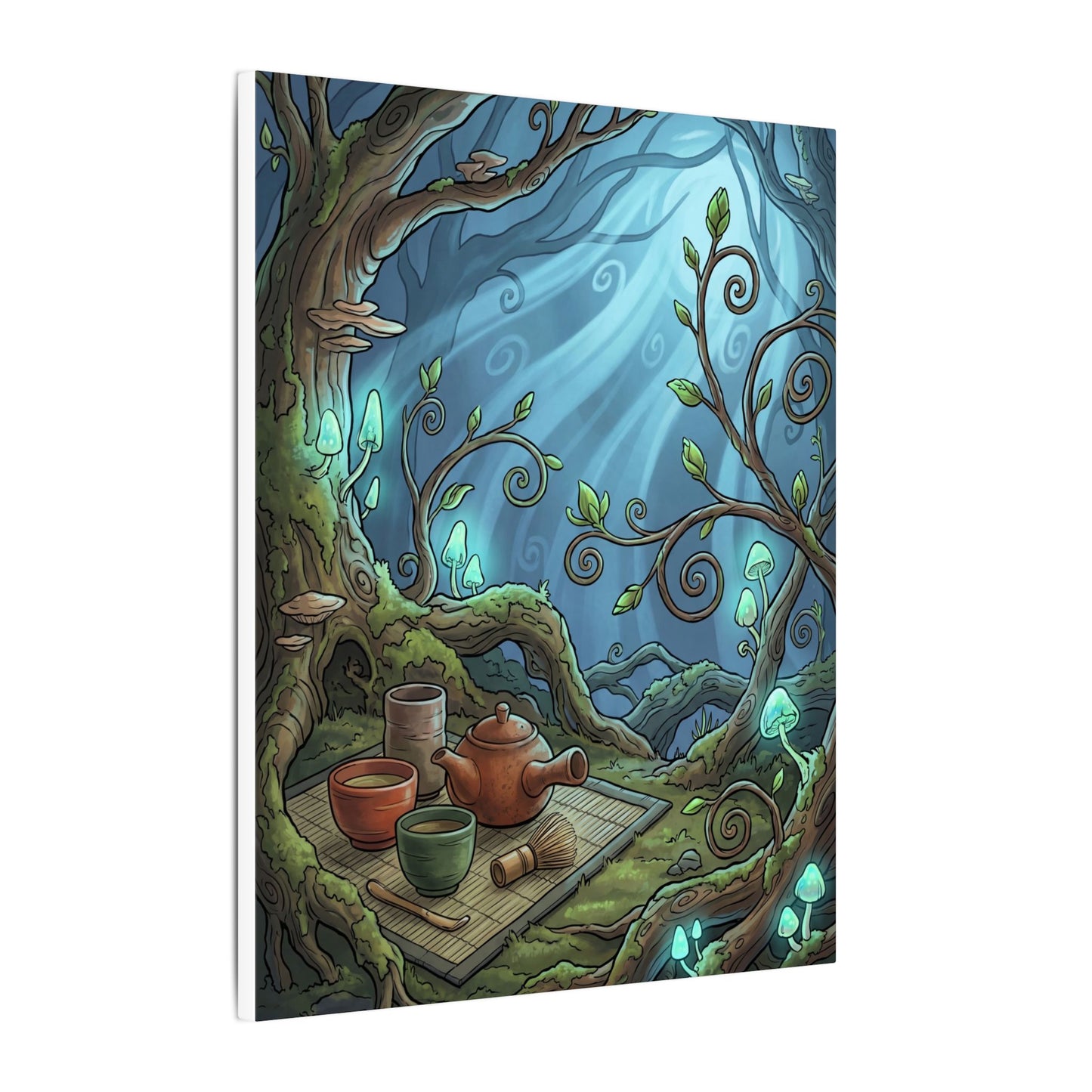 Spring Tea Ceremony Forest Whimsy Canvas Art | Cozy Decor