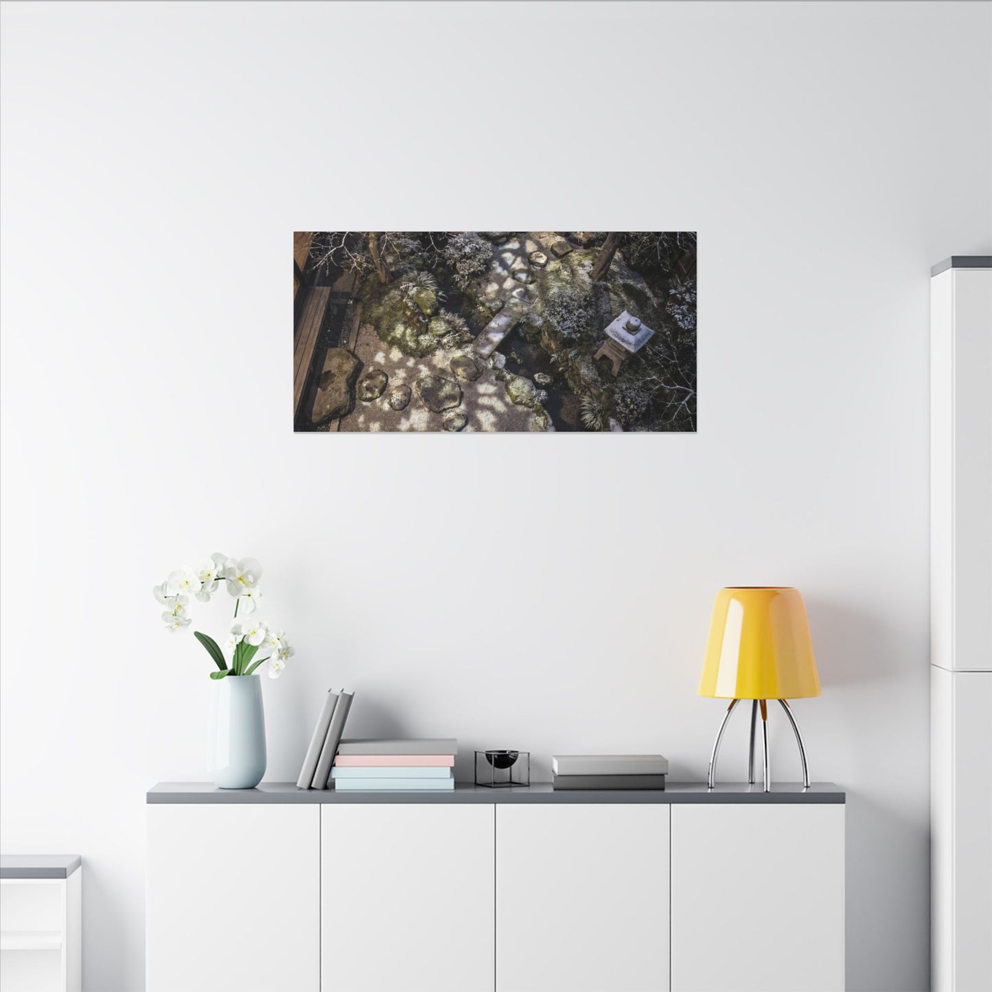 Moonlit Garden Japanese Pattern Canvas Art | Elegant Japandi Art