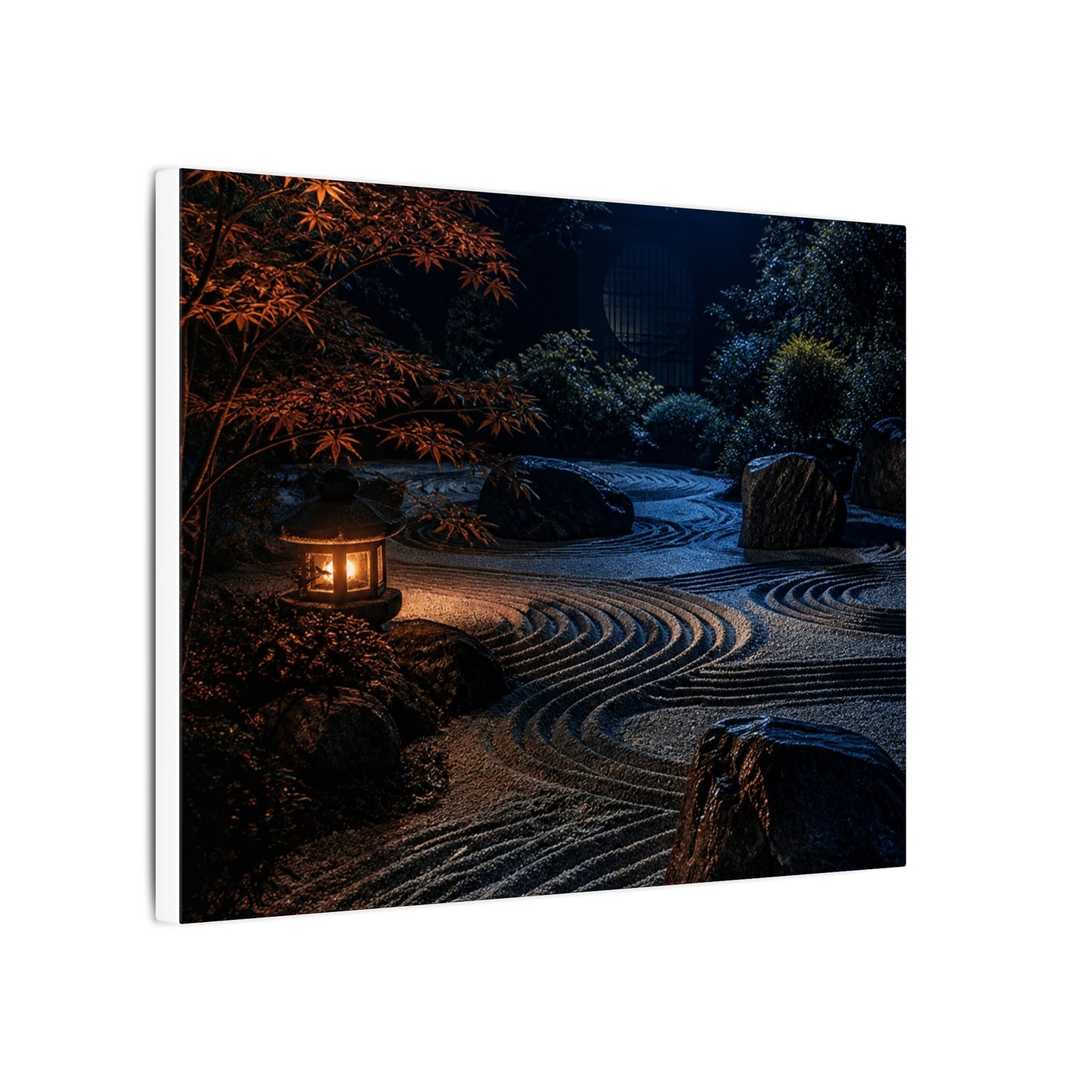Summer Rock Garden Shadow Zen Canvas Art | Moody Decor