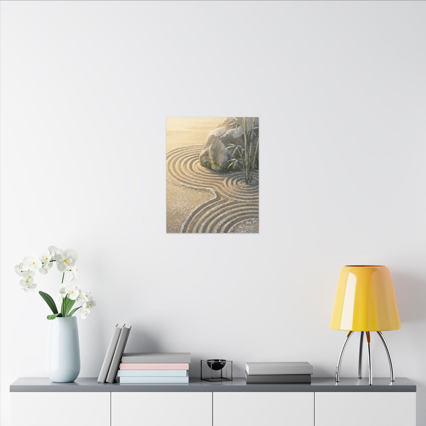 Rock Garden Winter Canvas Art | Zen Peaceful Design