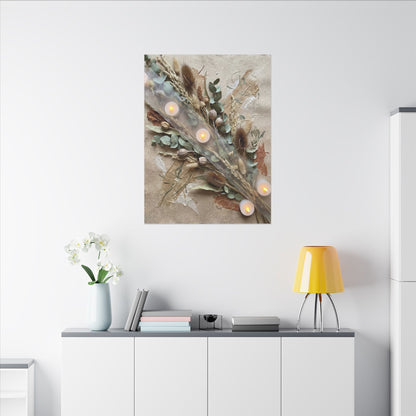 Candlelight Dried Flowers Canvas Art - Japandi Kanso