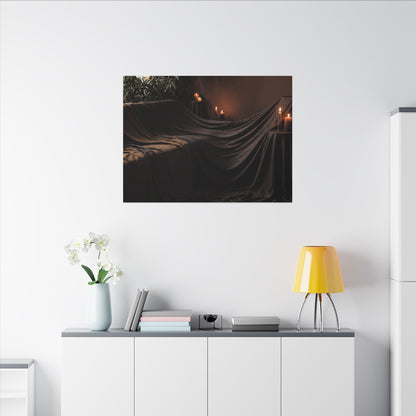 Candlelight Silk Drape Canvas Art - Dark Japandi Ma