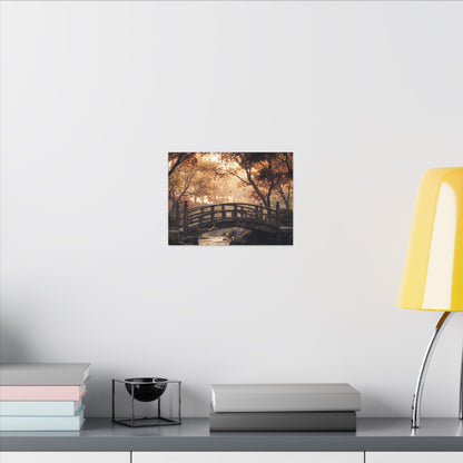 Autumn Wooden Bridge Gold Vein Canvas Art | Resilient Decor