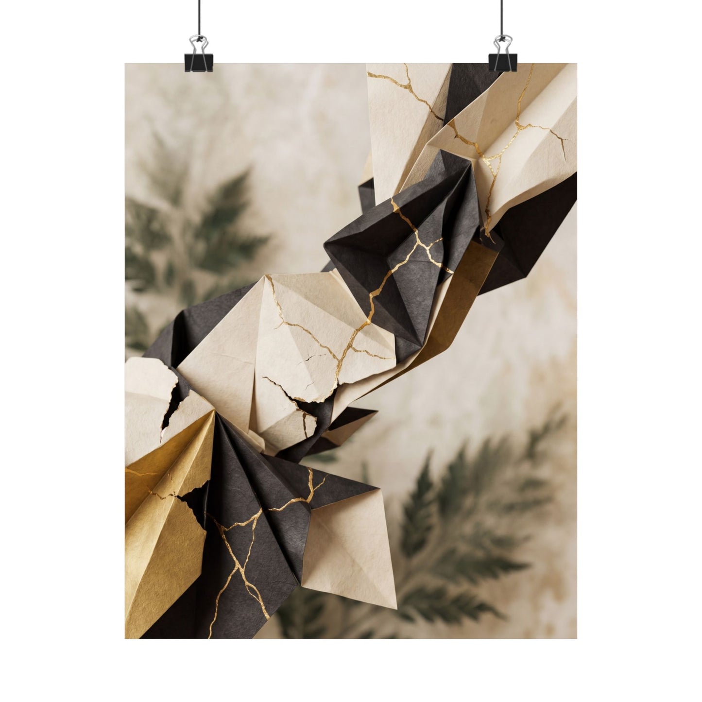 Kintsugi Paper Fold in Overcast | Broken Beauty Wall Art Print