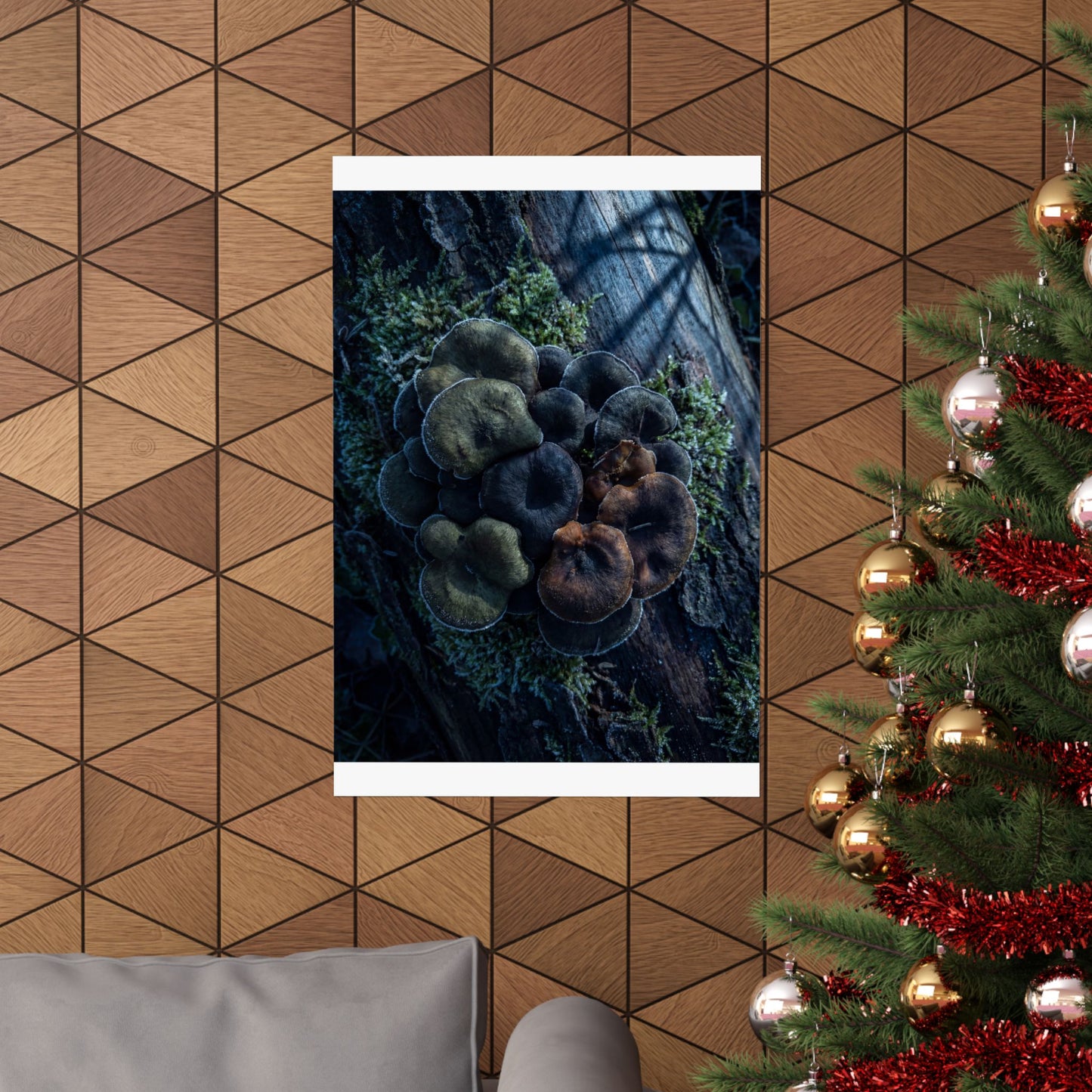 Moonlight Wild Mushrooms Wall Art Print - Dark Japandi Shibui