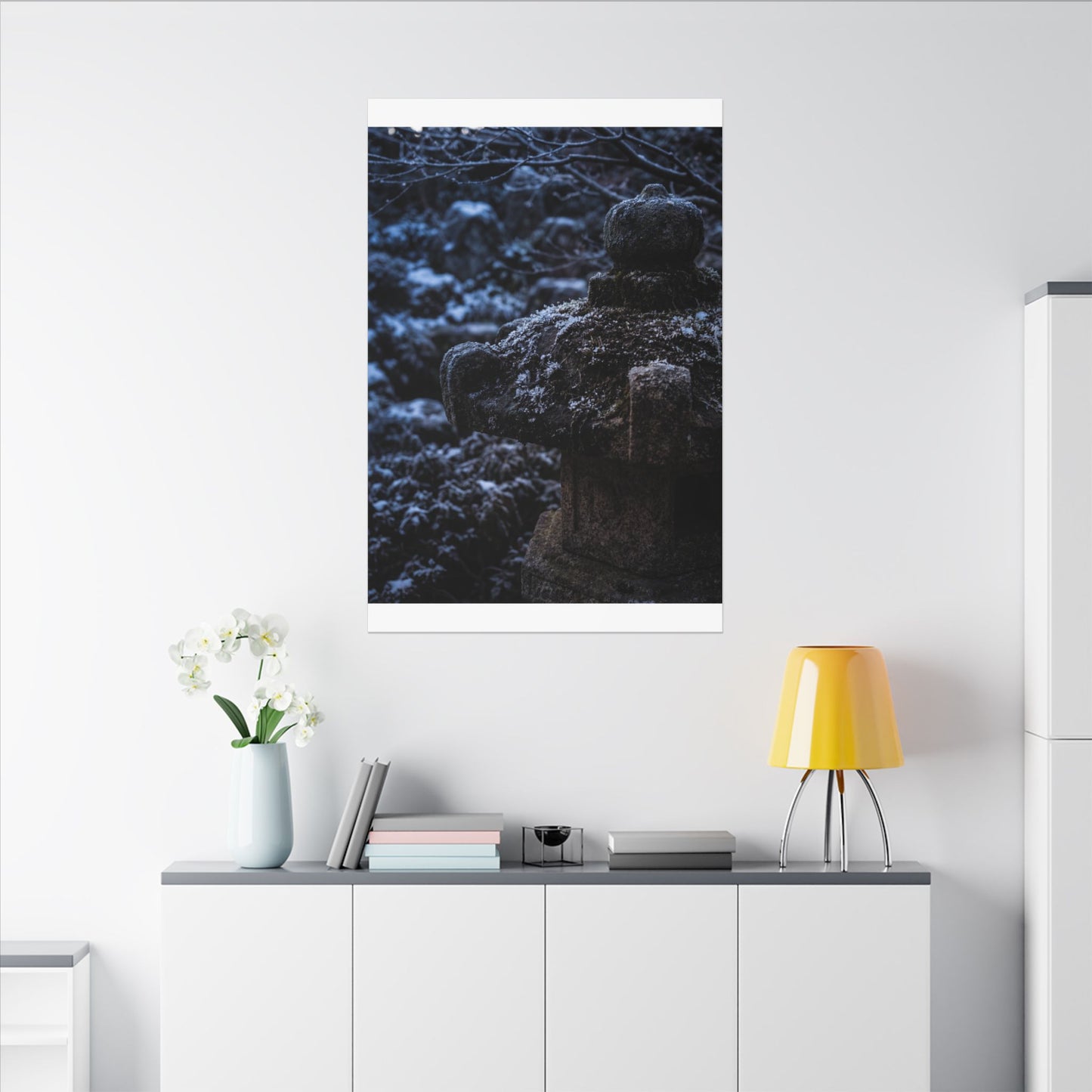 Moody Stone Lantern Canvas Art - Shadow Zen Dark Japandi