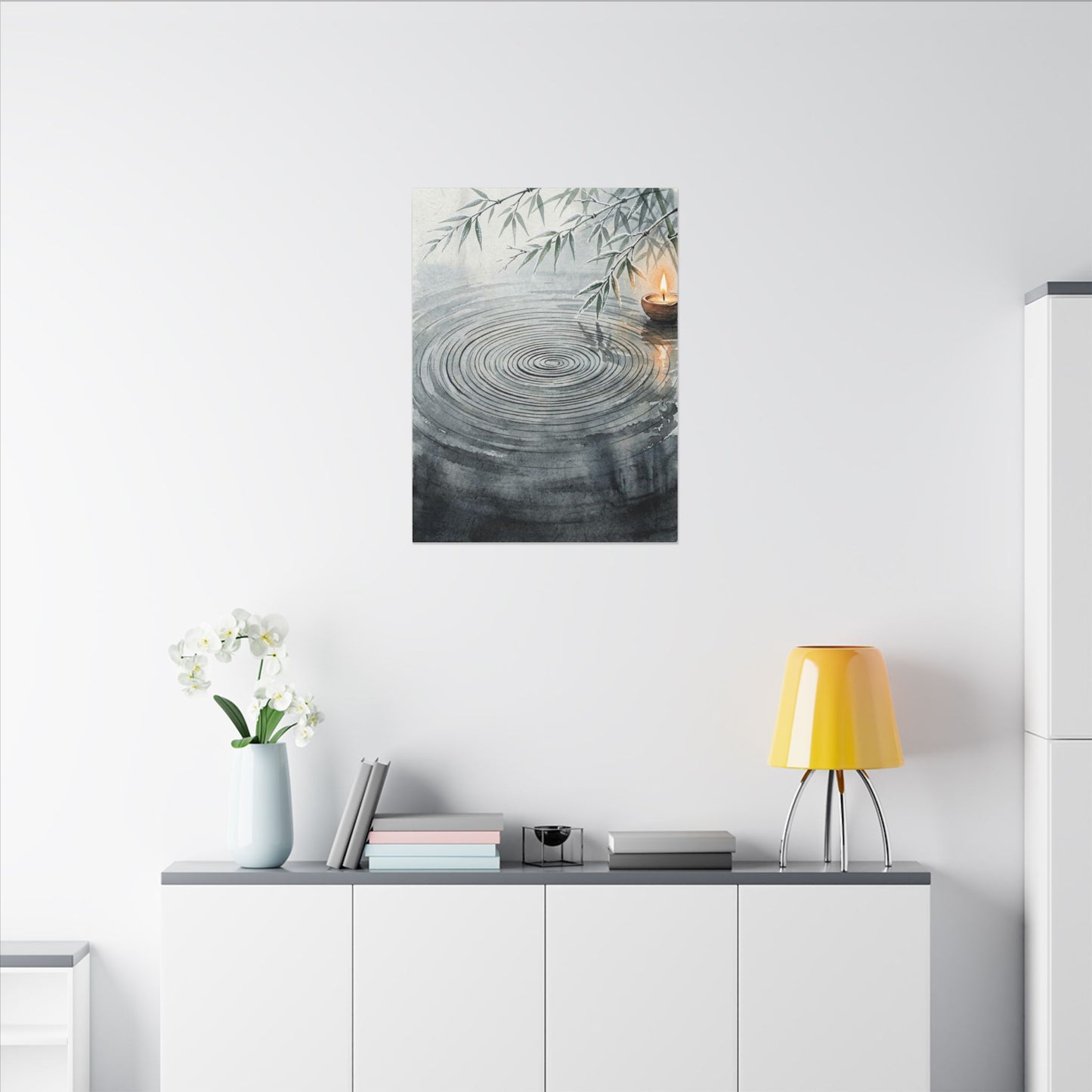 Water Ripple Sumi E Canvas Art | Calm Zen Art