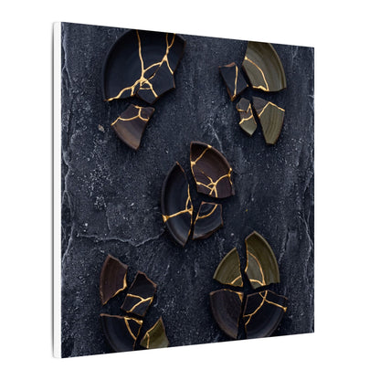 Broken Pottery Canvas Art | Winter Dark Japandi Shadow Zen Art