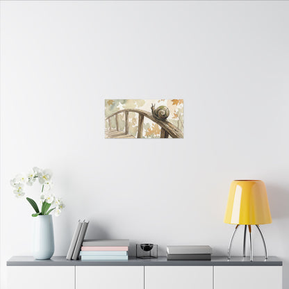 Wooden Bridge Canvas Art | Autumn Japandi Watercolor Art