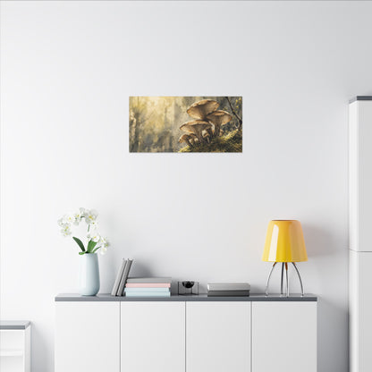 Wild Mushrooms Canvas Art | Spring Japandi Watercolor Art