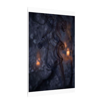 Incense Smoke Winter Canvas Art | Dark Japandi Sophisticated Design