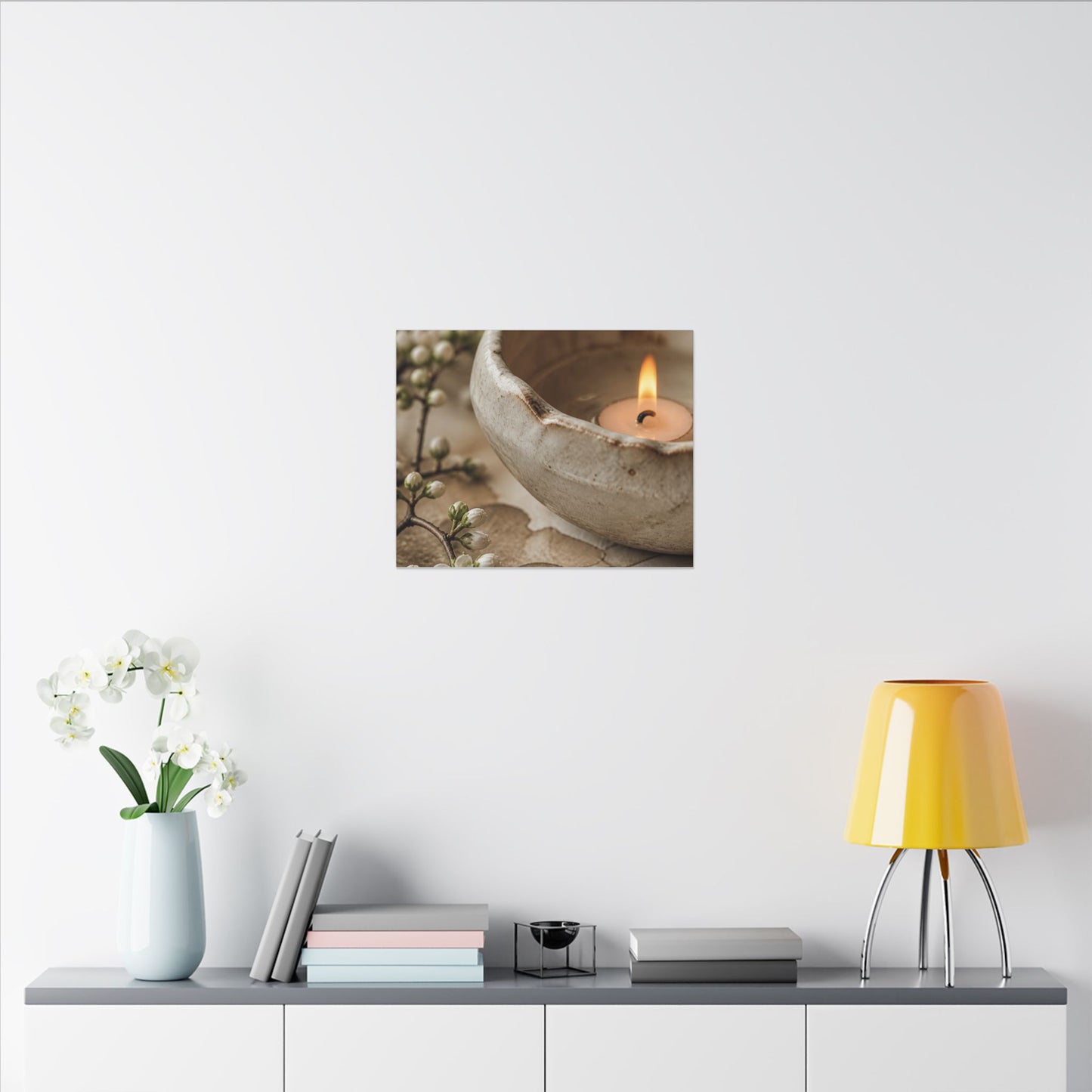 Kanso Ceramic Bowl Canvas Art - Japandi Watercolor