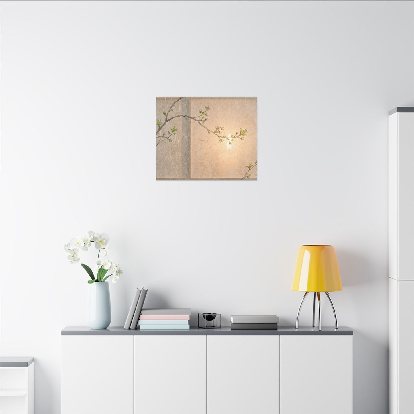 Shoji Screen Canvas Art | Spring Japandi Minimal Line Art