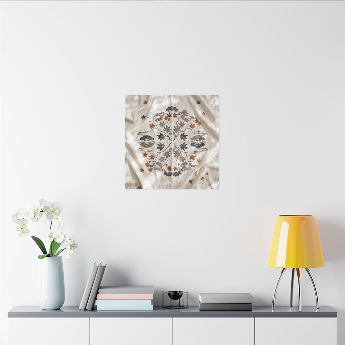 Elegant Silk Drape Canvas Art - Japanese Pattern Japandi