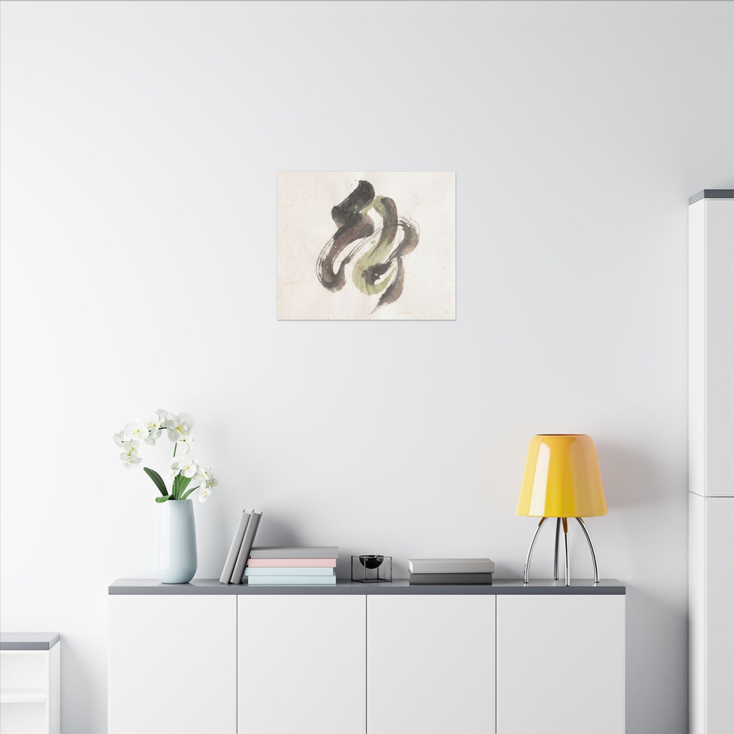 Ink Brushstroke Canvas Art | Spring Japandi Japanese Pattern Art