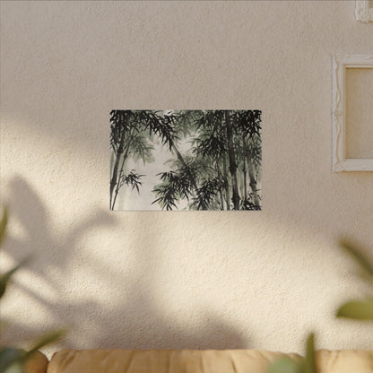 Zen Bamboo Grove in Overcast | Sumi E Canvas Art