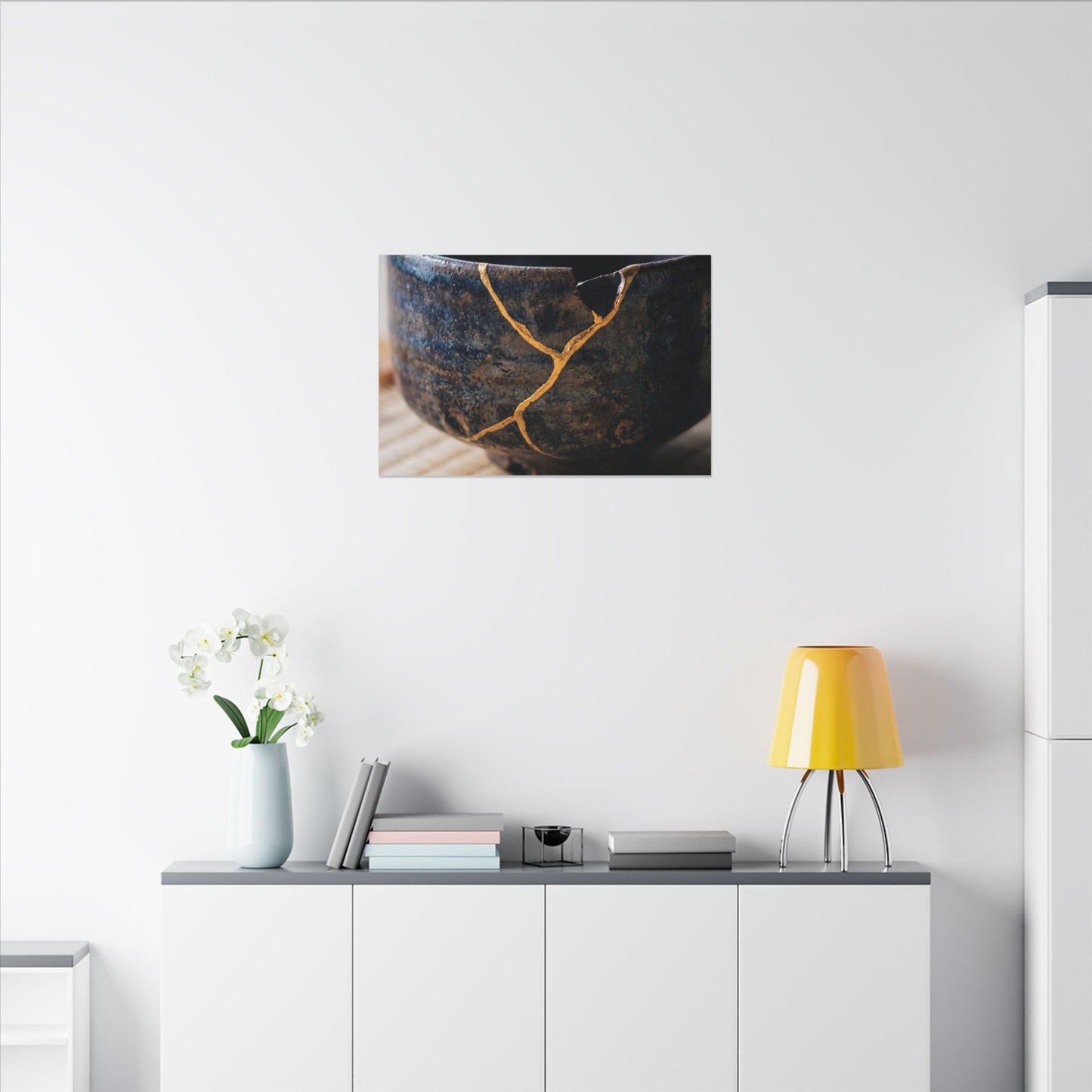Tea Ceremony Autumn Canvas Art | Kintsugi Healing Design