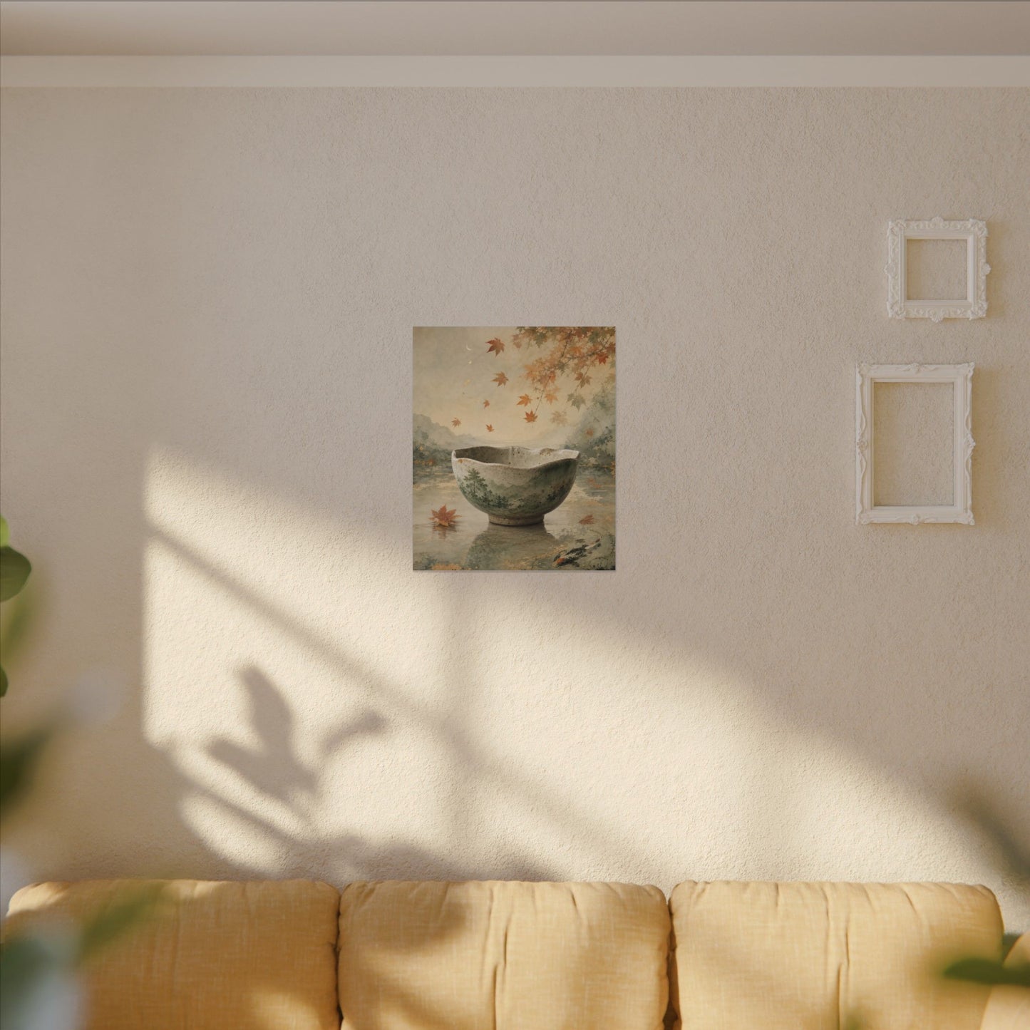 Autumn Ceramic Bowl Watercolor Canvas Art | Cozy Decor