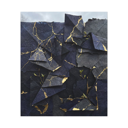 Beautiful Paper Fold Canvas Art - Crackle Gold Kintsugi