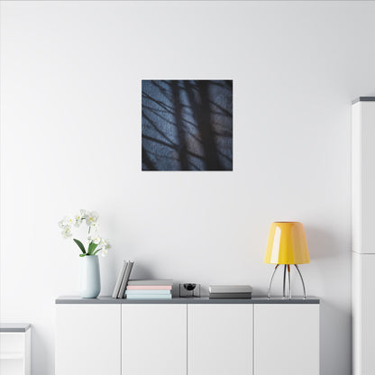 Dark Japandi Shadow Play in Moonlight | Moody Minimal Canvas Art
