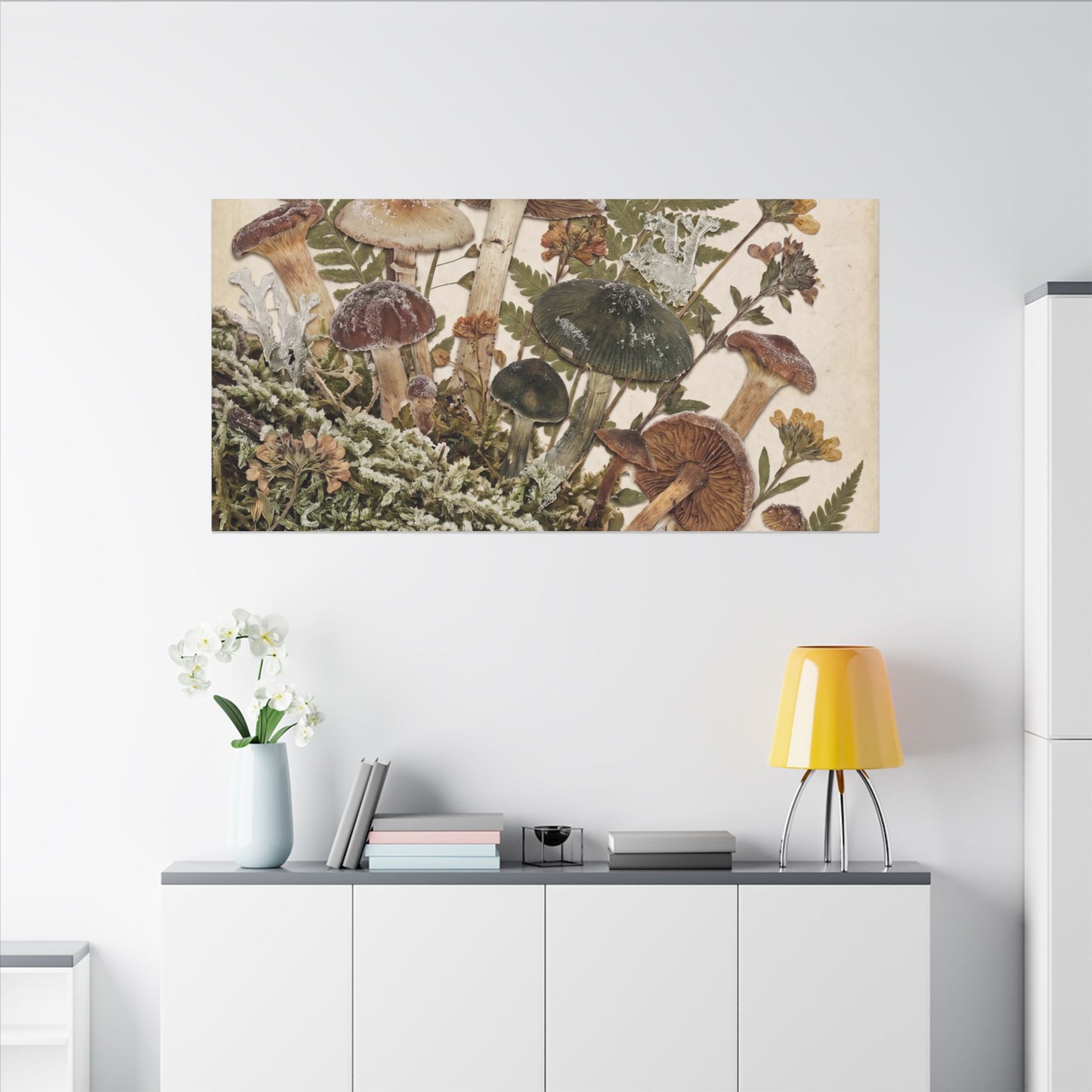 Winter Wild Mushrooms Herbarium Canvas Art | Enchanting Decor