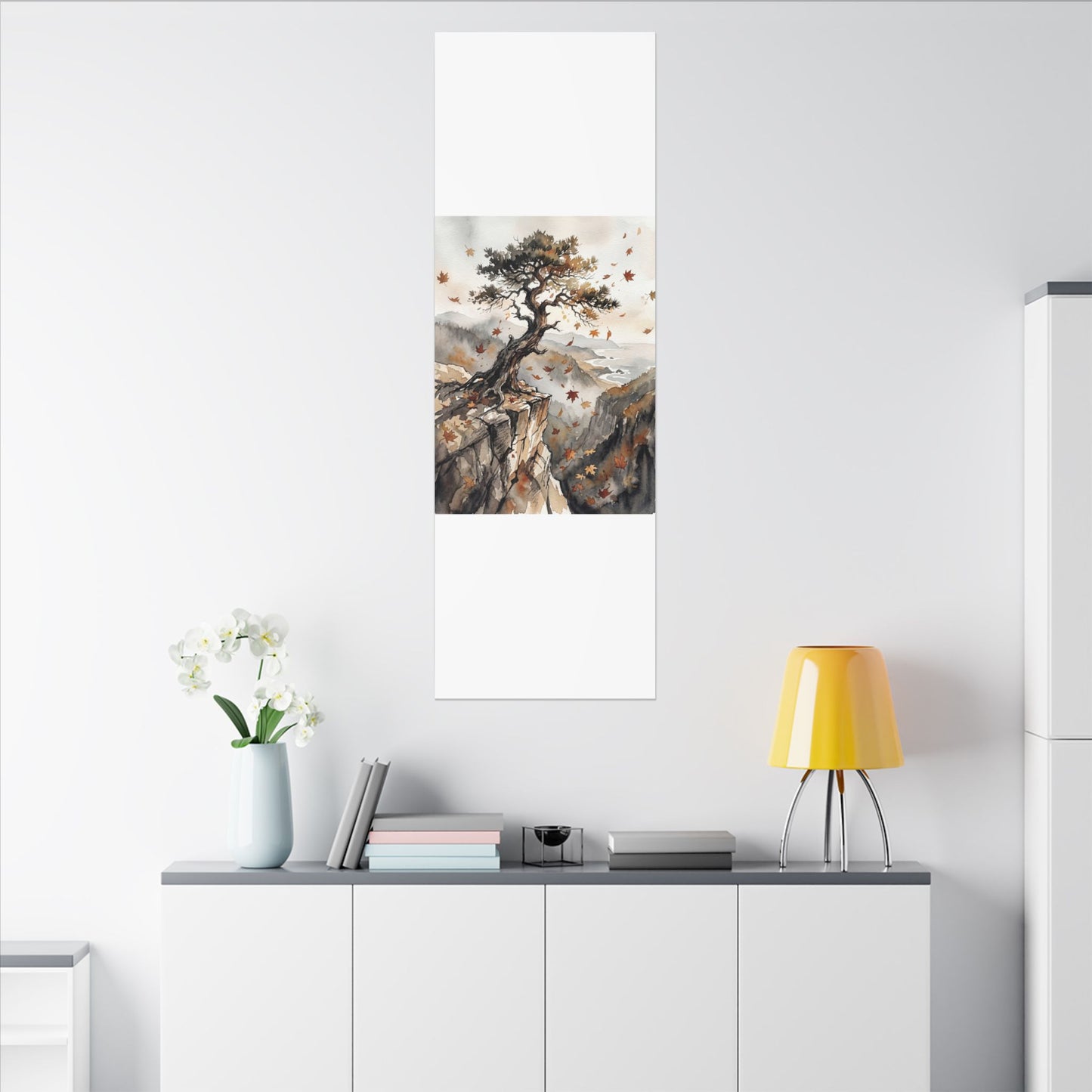 Autumn Pine Tree Watercolor Canvas Art | Warm Decor