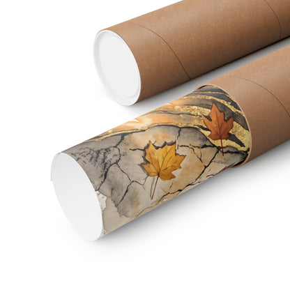 Japandi Cracked Earth in Candlelight | Watercolor Wall Art Print