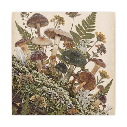 Winter Wild Mushrooms Herbarium Canvas Art | Enchanting Decor