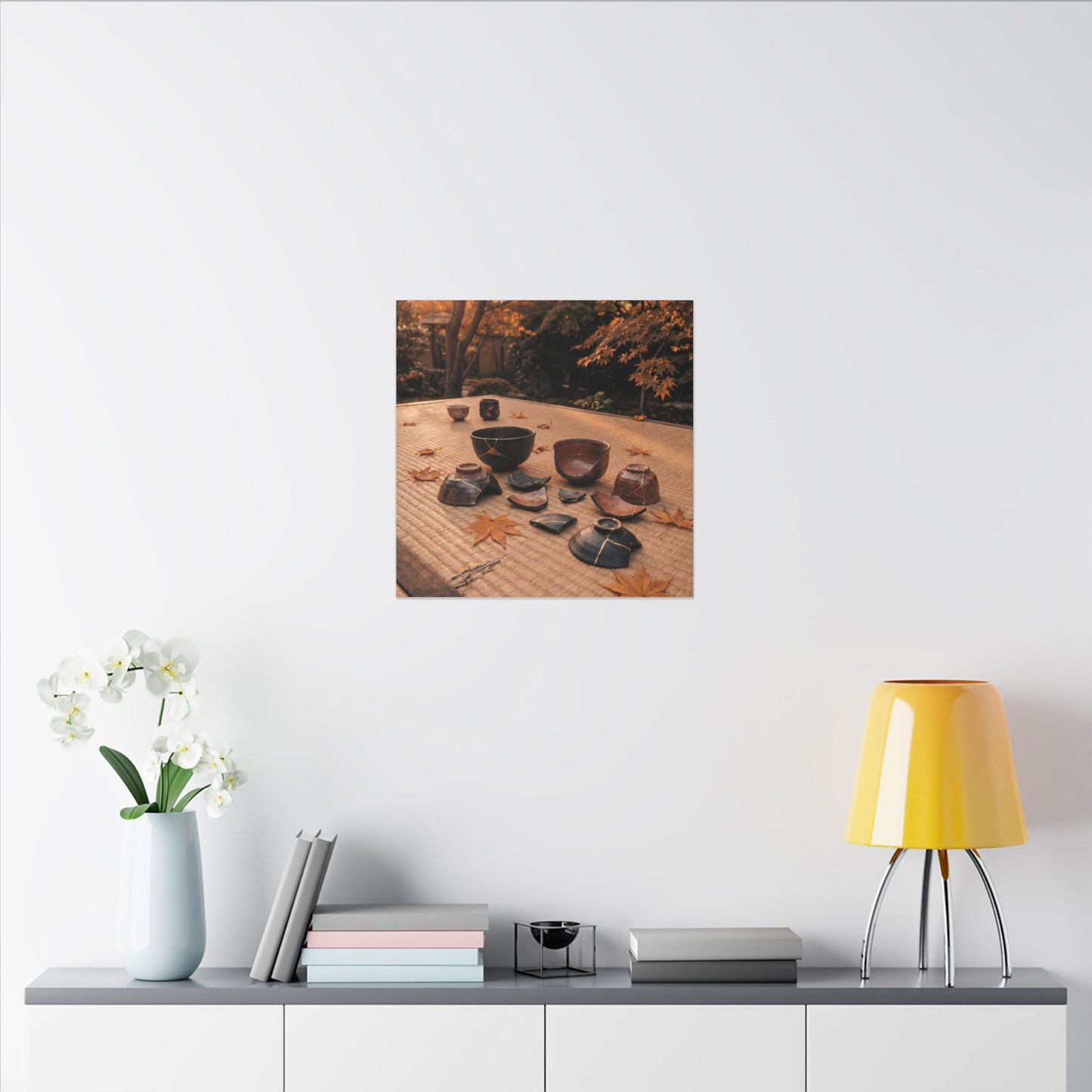 Golden Hour Tea Ceremony Canvas Art - Kintsugi Shibui