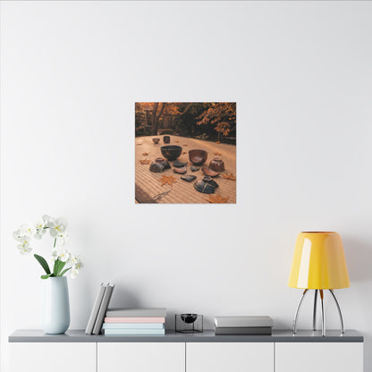 Golden Hour Tea Ceremony Canvas Art - Kintsugi Shibui
