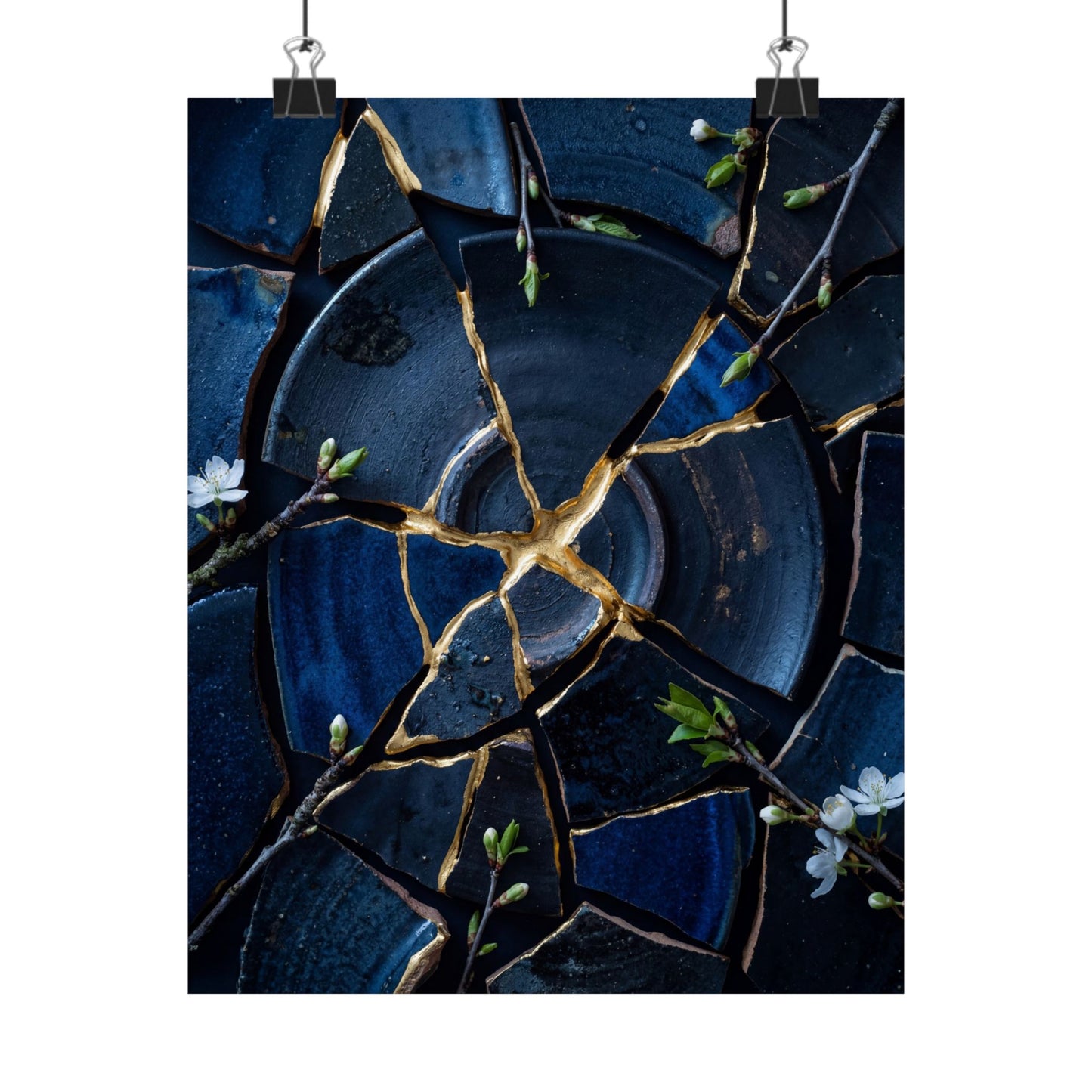 Broken Pottery Spring Wall Art Print | Kintsugi Resilient Design Art Print