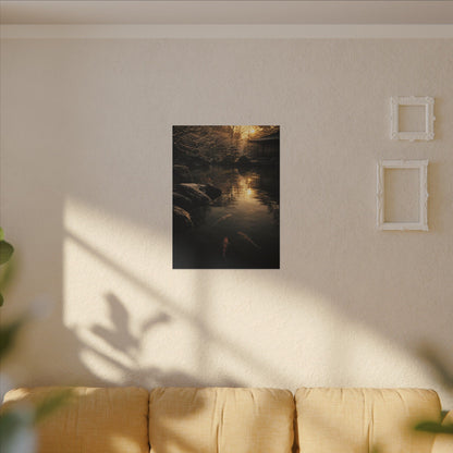 Winter Koi Pond Shadow Zen Canvas Art | Bold Decor