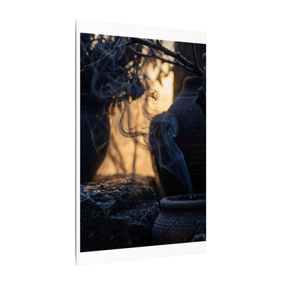 Incense Smoke Canvas Art | Winter Dark Japandi Shadow Zen Art