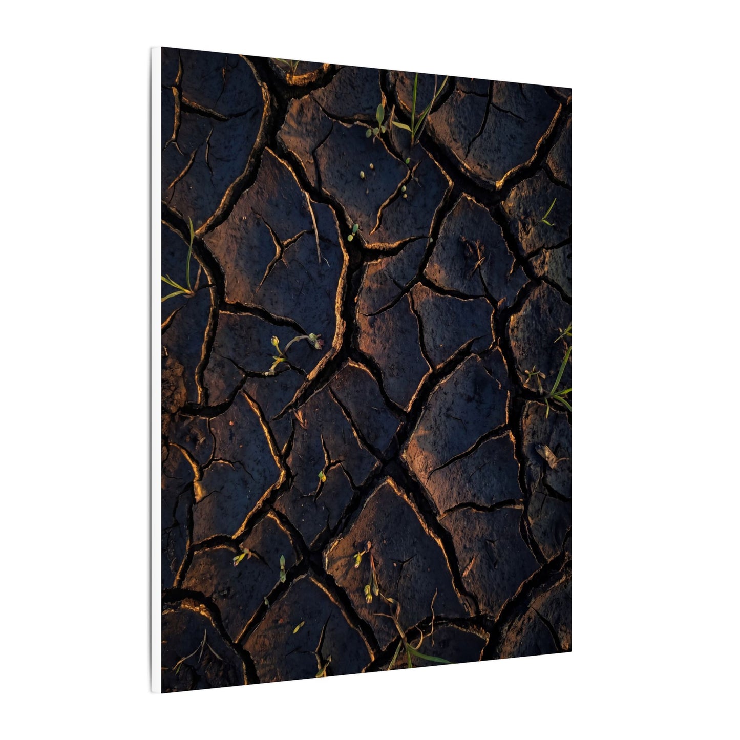 Cracked Earth Moody Minimal Canvas Art | Luxurious Dark Japandi Art
