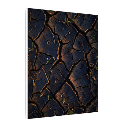 Cracked Earth Moody Minimal Canvas Art | Luxurious Dark Japandi Art