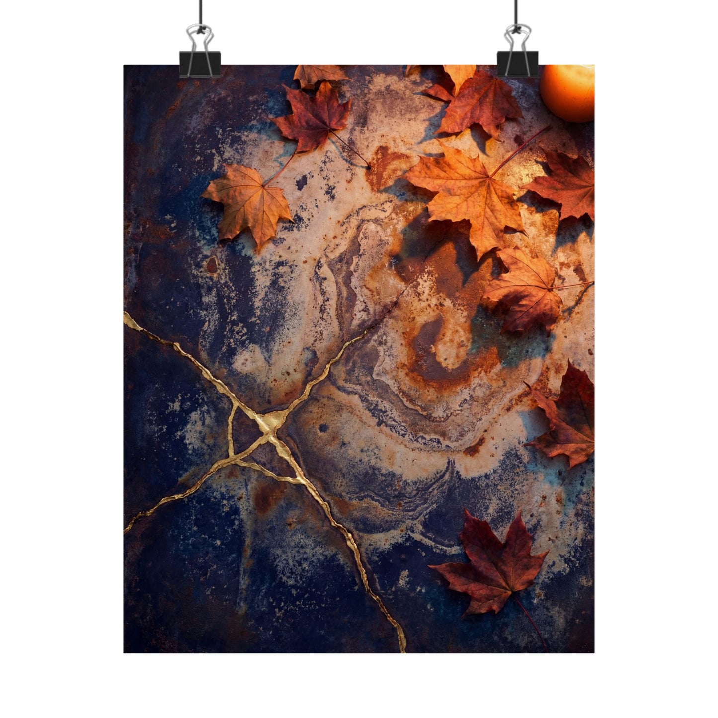 Kintsugi Rust Patina in Candlelight | Gold Vein Wall Art Print Art Print