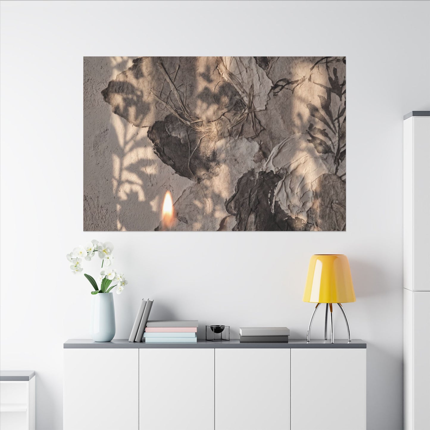 Shadow Play Summer Canvas Art | Japandi Elegant Design