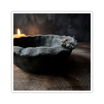 Ceramic Bowl Winter Sticker | Dark Japandi Atmospheric Design Art Print