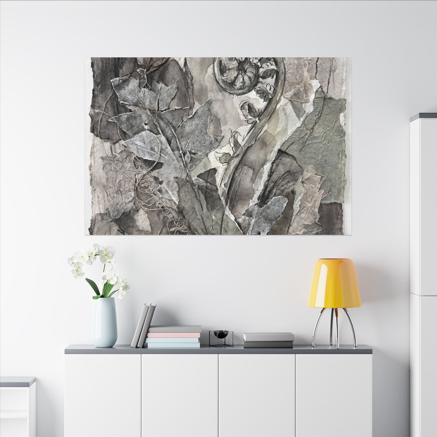 Japandi Fern Unfurling in Overcast | Texture Canvas Art